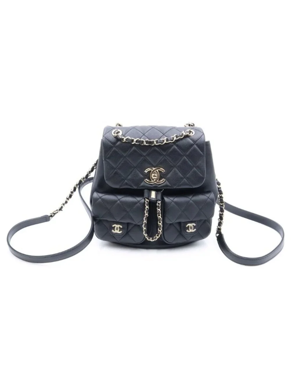 Chanel Quilted Backpack Black Lambskin Gold